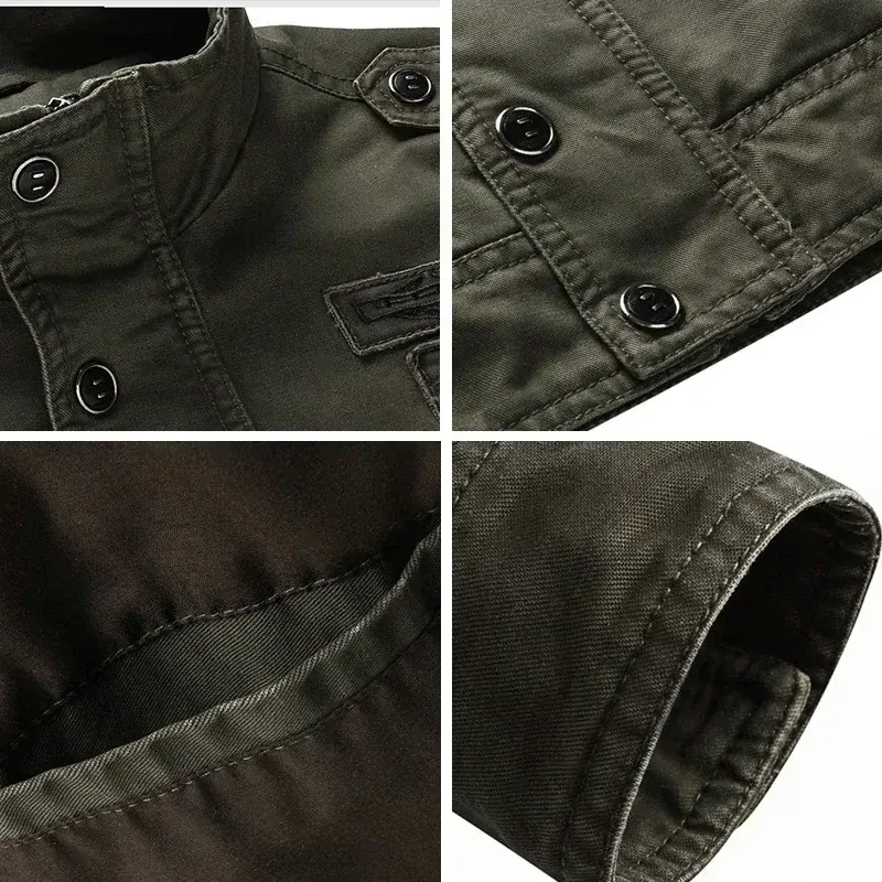 Men Work Jacket Spring and Autumn 2024 New Solid Color Retro Embroidery Outdoor Camping Windproof Coat Men Slim Fit windbreaker