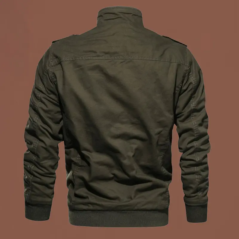 Pure cotton coat men 2025 new spring and autumn stand collar jacket casual all-match pure cotton military shirt cargo trend