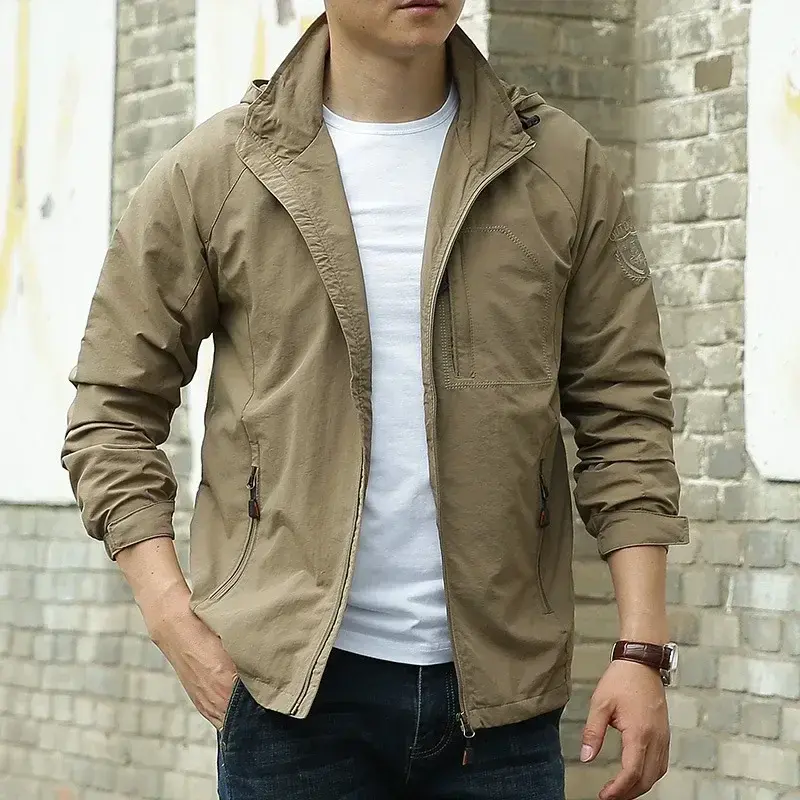Loose Windbreaker Autumn New Casual Jacket Hiking Camping Jackets Waterproof Hooded Tactics Military Jacket Men's Outdoor Coat