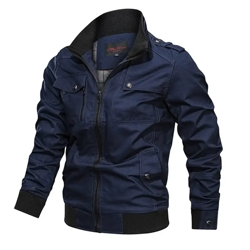 2023 new Pilot Bomber Jacket Coats Mens Cotton Cargo Jackets With Zipper Pockets Retro Casual Work Jacket Male Clothing Outwear