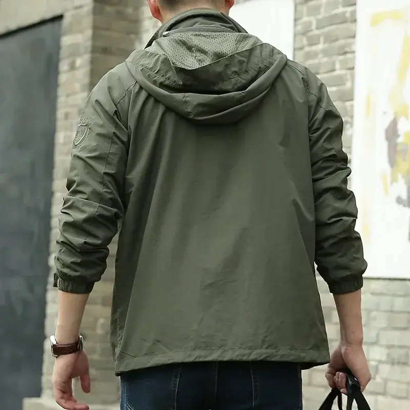 Loose Windbreaker Autumn New Casual Jacket Hiking Camping Jackets Waterproof Hooded Tactics Military Jacket Men's Outdoor Coat