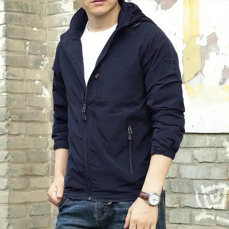 Loose Windbreaker Autumn New Casual Jacket Hiking Camping Jackets Waterproof Hooded Tactics Military Jacket Men's Outdoor Coat