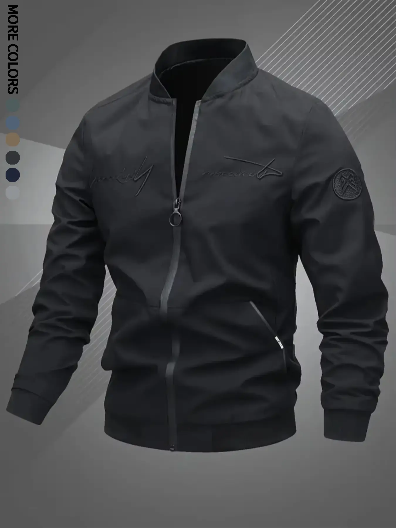 Men's windproof jacket, outdoor mountaineering and camping, multi-scene application, letter embroidery, bomber jacket