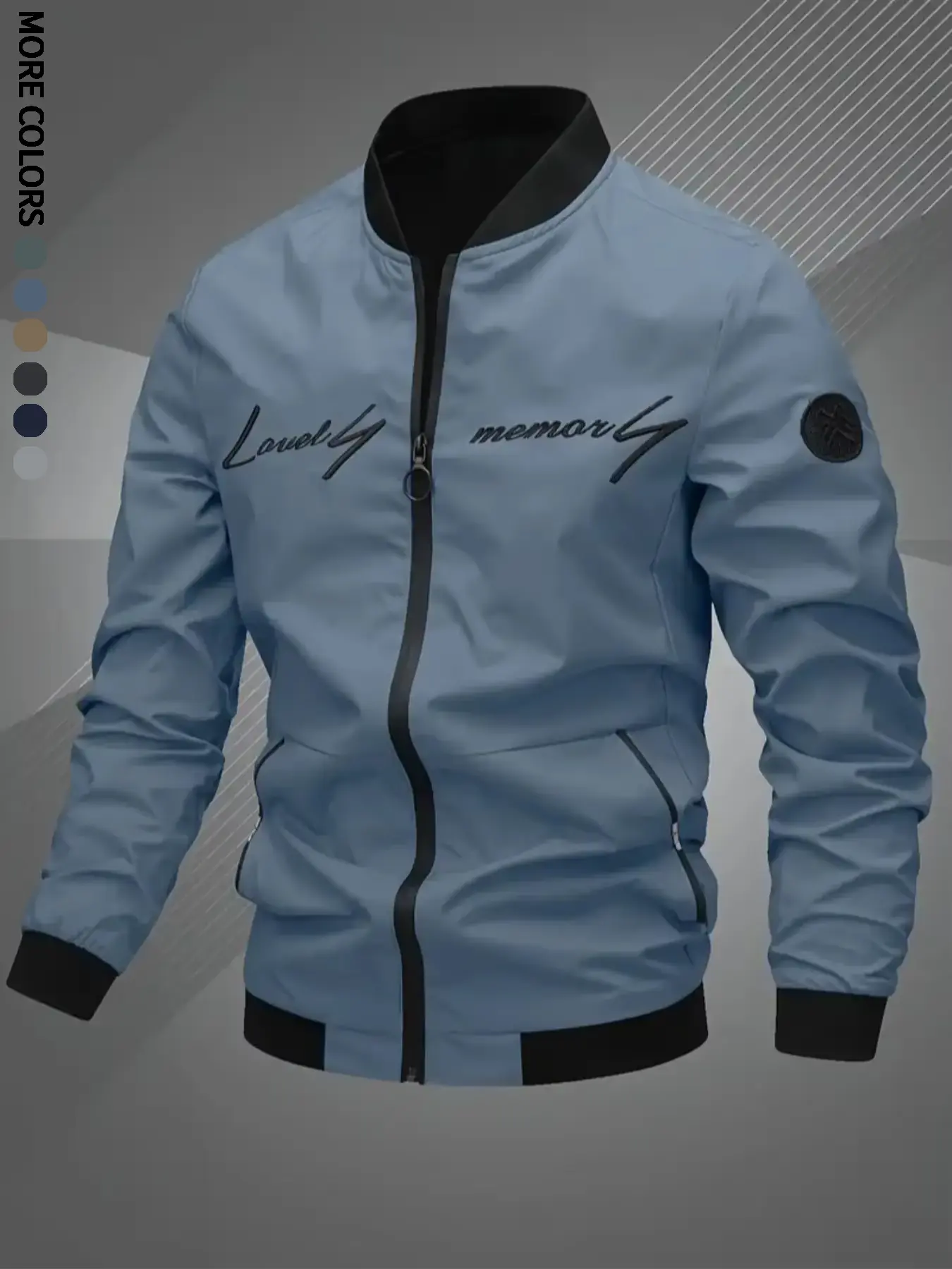 Men's windproof jacket, outdoor mountaineering and camping, multi-scene application, letter embroidery, bomber jacket