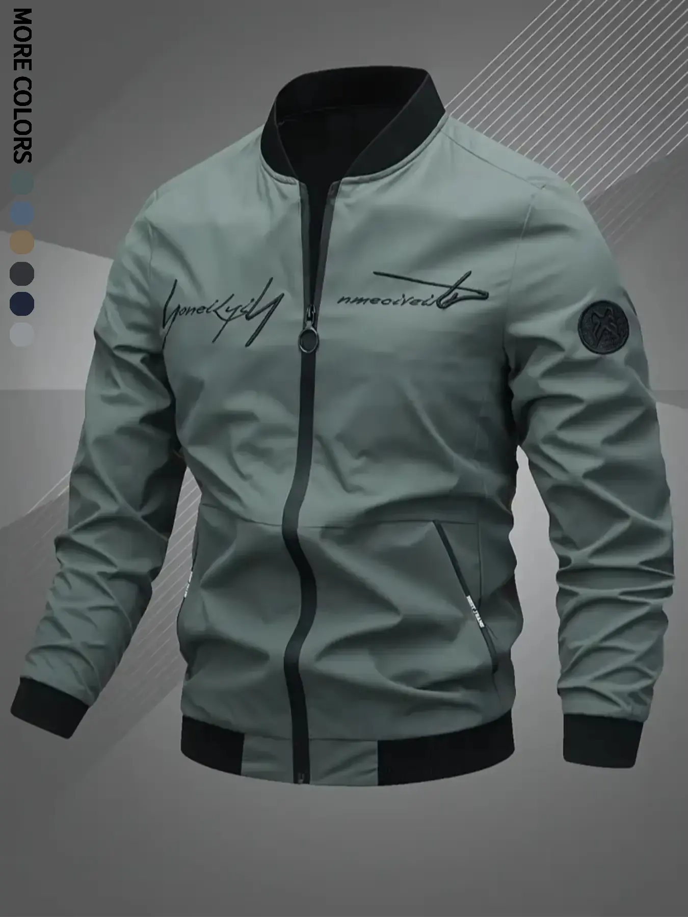 Men's windproof jacket, outdoor mountaineering and camping, multi-scene application, letter embroidery, bomber jacket
