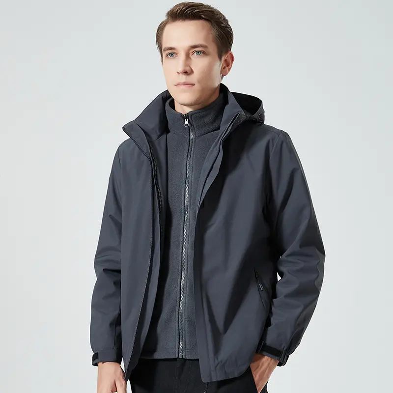Autumn New Men's Detachable Two-piece Mountaineering Suit Jacket Windproof and Waterproof Fashion Casual Oversize Outdoors Coat