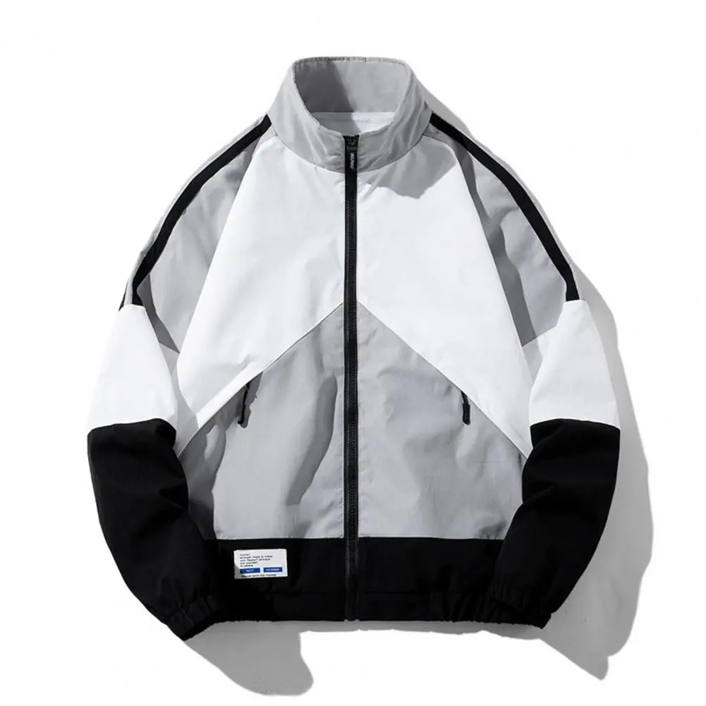 Hip Hop Varsity Jacket Men High Street Patchwork Color Block Windbreaker Coats Autumn Thin Fashion College Jackets Bomber Jacket