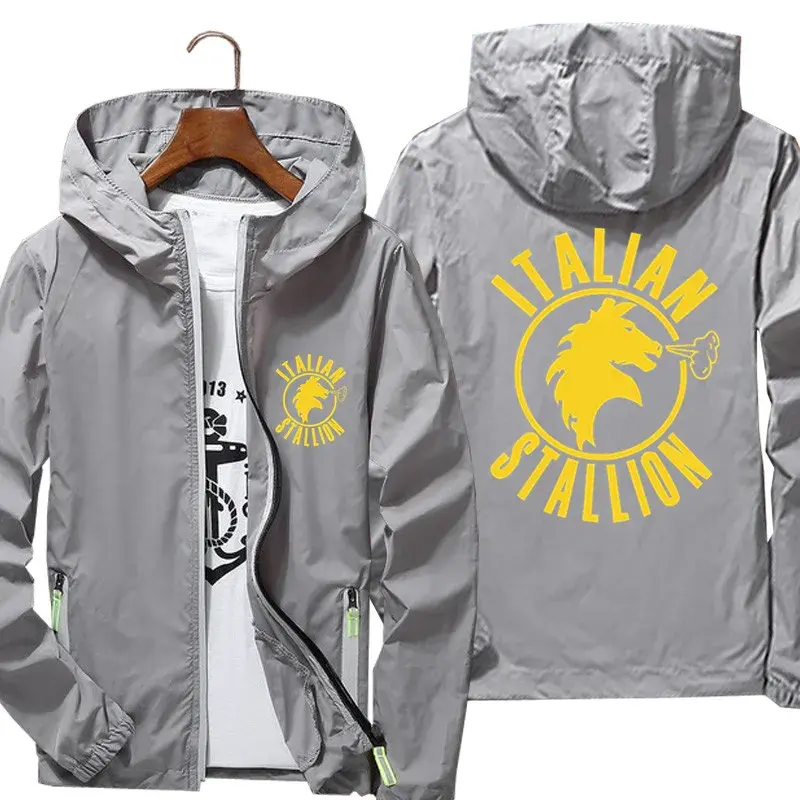 Balboa Italian Stallion Men Windbreaker Zipper Sports Pilot Thin Reflective Sunscreen Skin Jacket Coat Fashion Unisex Clothing