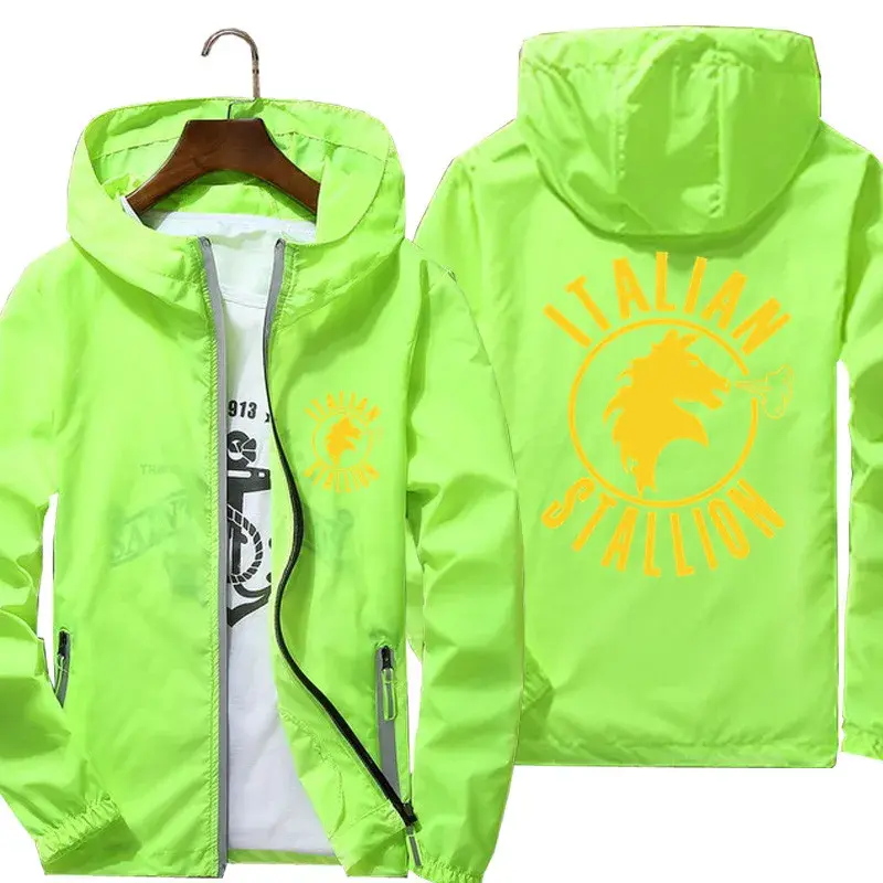 Balboa Italian Stallion Men Windbreaker Zipper Sports Pilot Thin Reflective Sunscreen Skin Jacket Coat Fashion Unisex Clothing