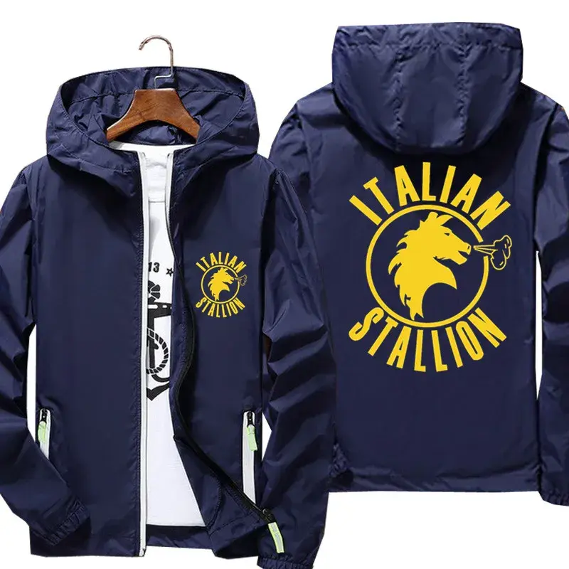 Balboa Italian Stallion Men Windbreaker Zipper Sports Pilot Thin Reflective Sunscreen Skin Jacket Coat Fashion Unisex Clothing