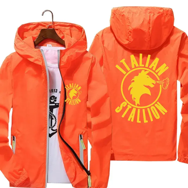 Balboa Italian Stallion Men Windbreaker Zipper Sports Pilot Thin Reflective Sunscreen Skin Jacket Coat Fashion Unisex Clothing