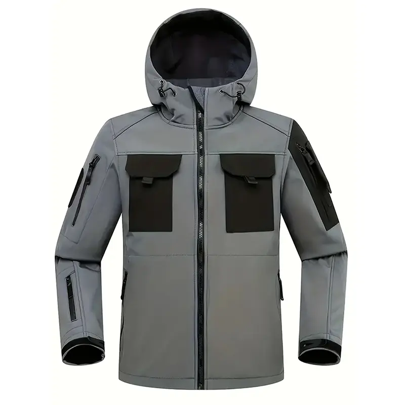 Men Lurker Shark Skin Soft Shell Tactical Jacket Waterproof Fleece Hooded Coat Hunt Clothes Outdoor New Solid Pocket Jacket Men