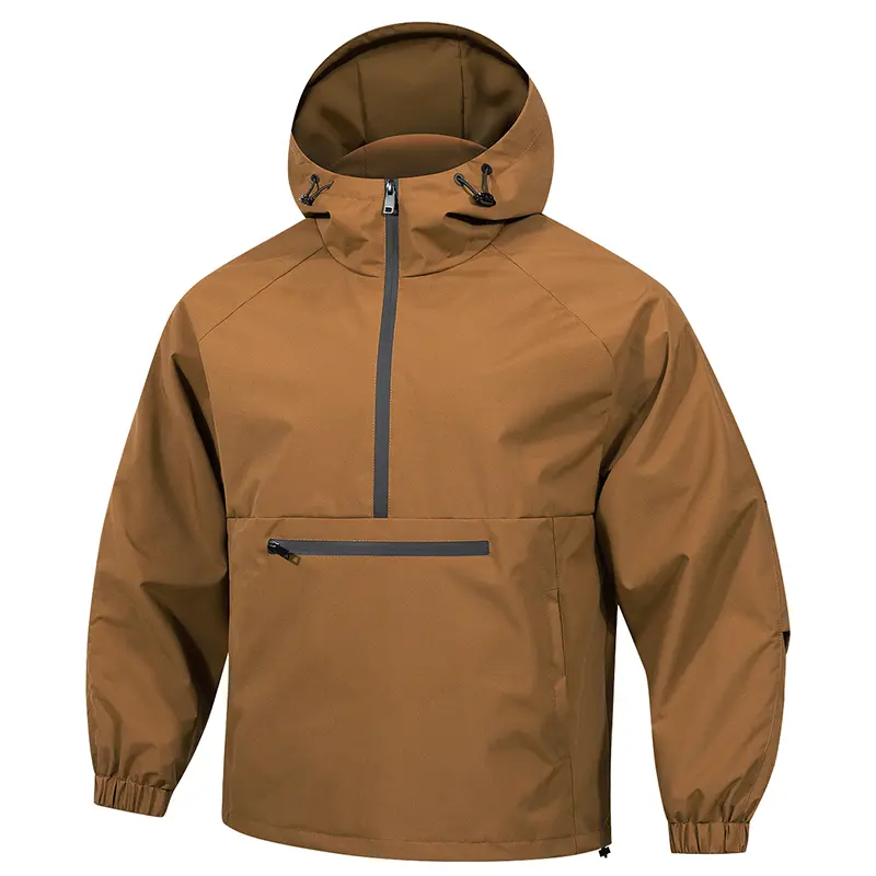 Men's hooded jacket - Spring and Autumn hoodie - American street trend pullover. Sports Outdoor Half Collar Windbreaker&