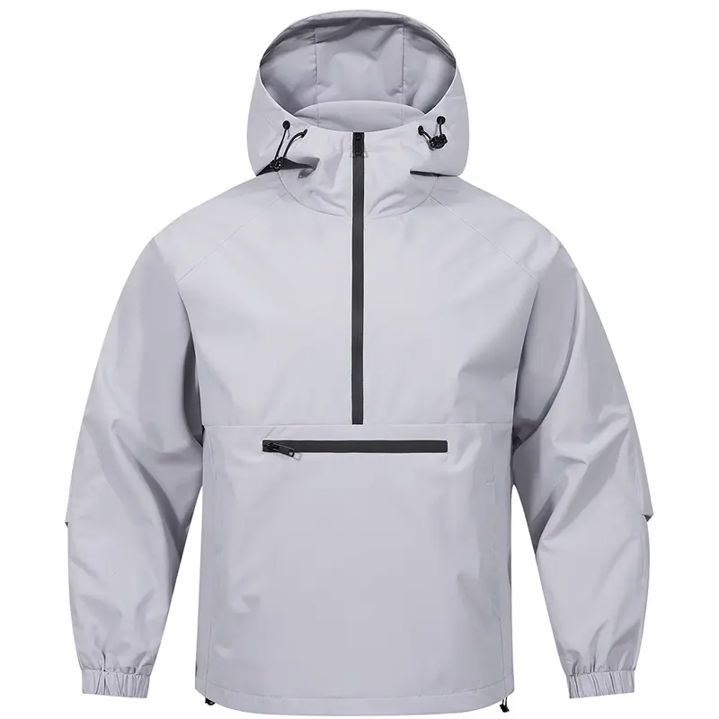 Men's hooded jacket - Spring and Autumn hoodie - American street trend pullover. Sports Outdoor Half Collar Windbreaker&