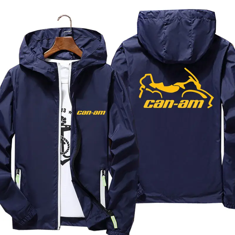 Mens Women Can Am Motorcycle Hooded Casual Skin Reflective Sunscreen Thin Windbreaker Jacket Streetwear Pilot Coat Plus Size 7XL