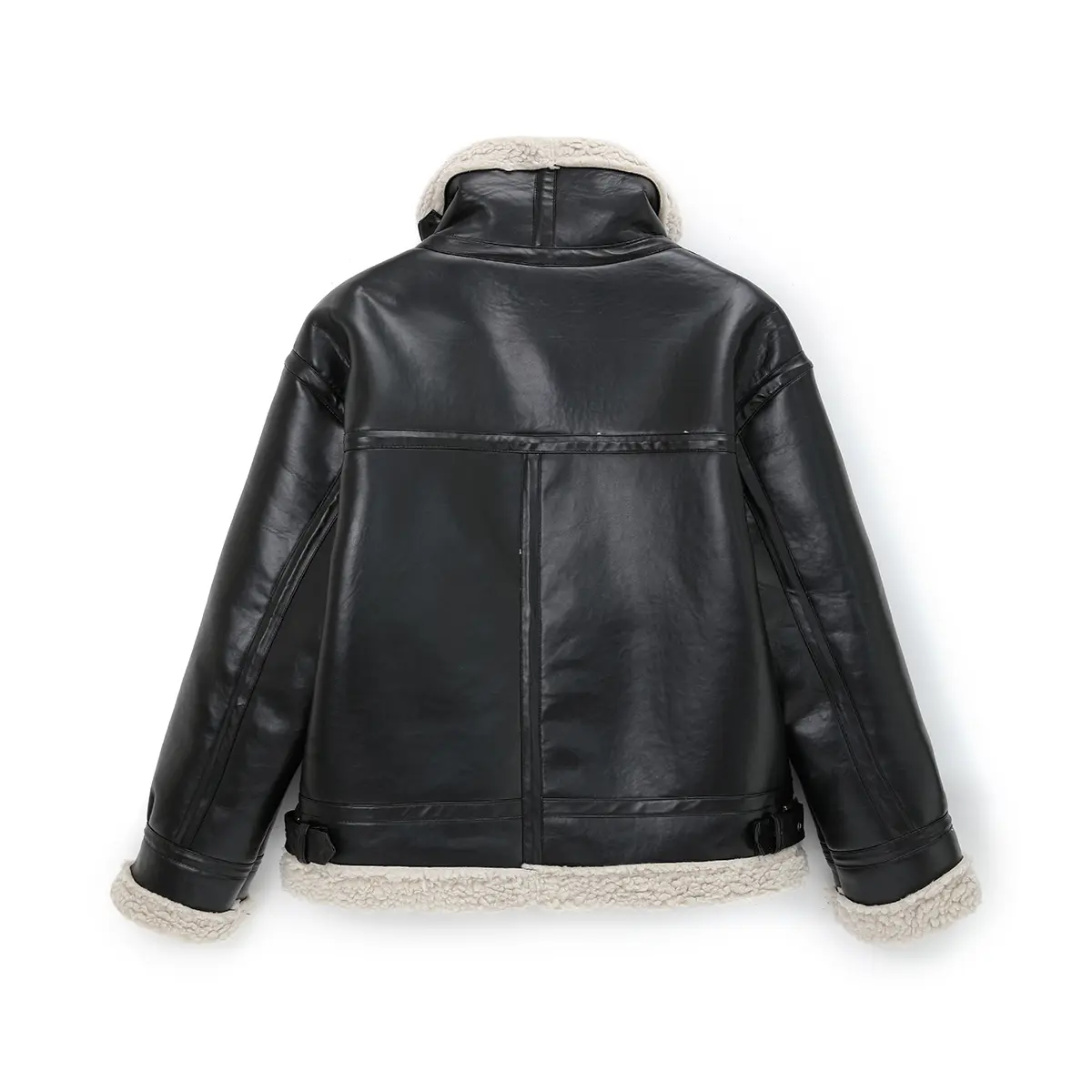 2025fw Vintage B3 pilot Shearling Leather Jacket aviator Flight Fur Winter Bomber Sheepskin Black PU Jacket for Men