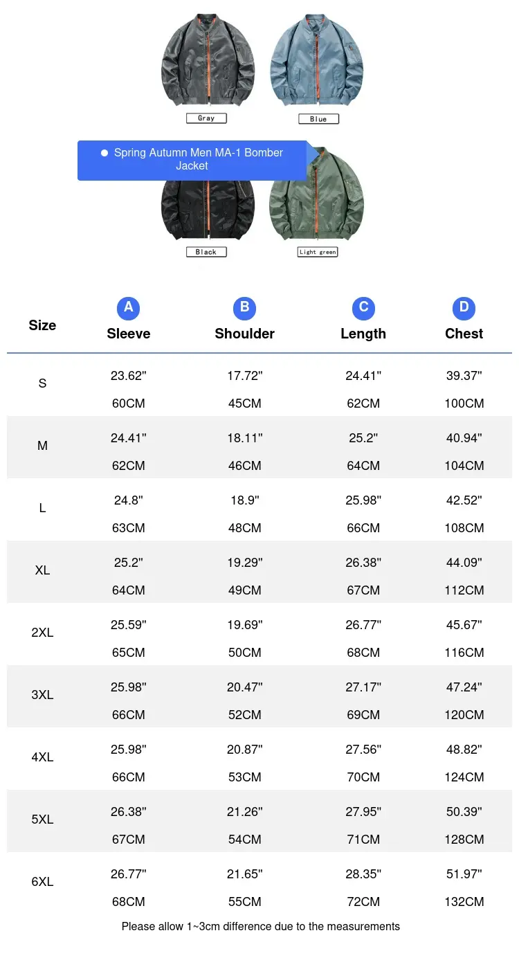 Spring Autumn Men's Bomber Jackets Fashion Men Retro MA-1 Pilot Zipper Coats Men Windbreaker Baseball Uniform Sports Jacket 6XL