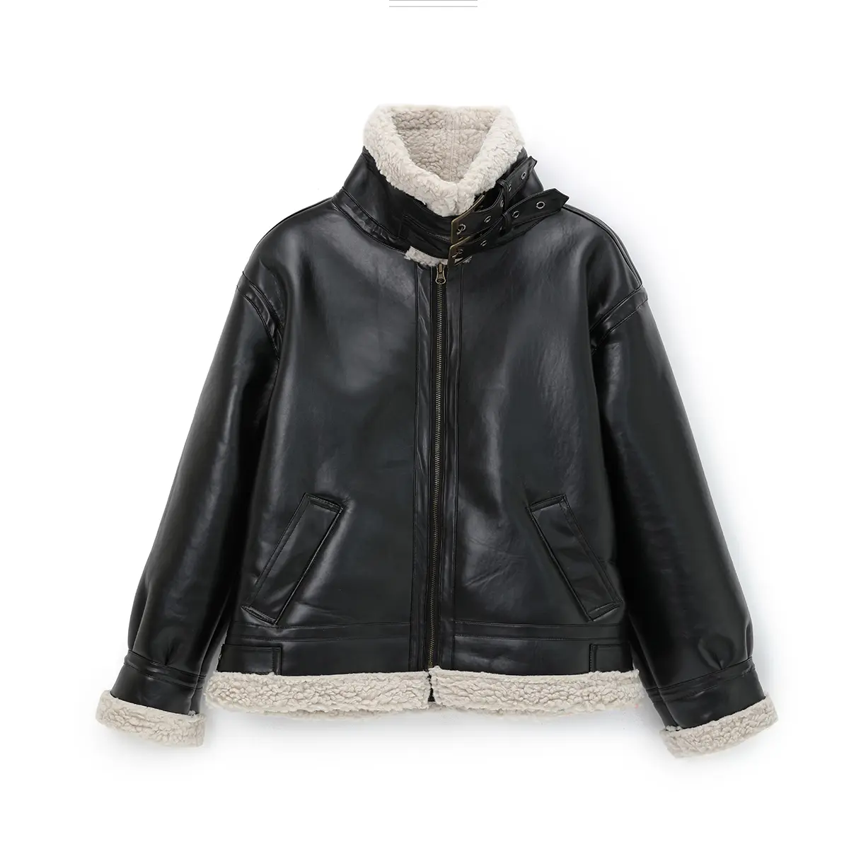 2025fw Vintage B3 pilot Shearling Leather Jacket aviator Flight Fur Winter Bomber Sheepskin Black PU Jacket for Men