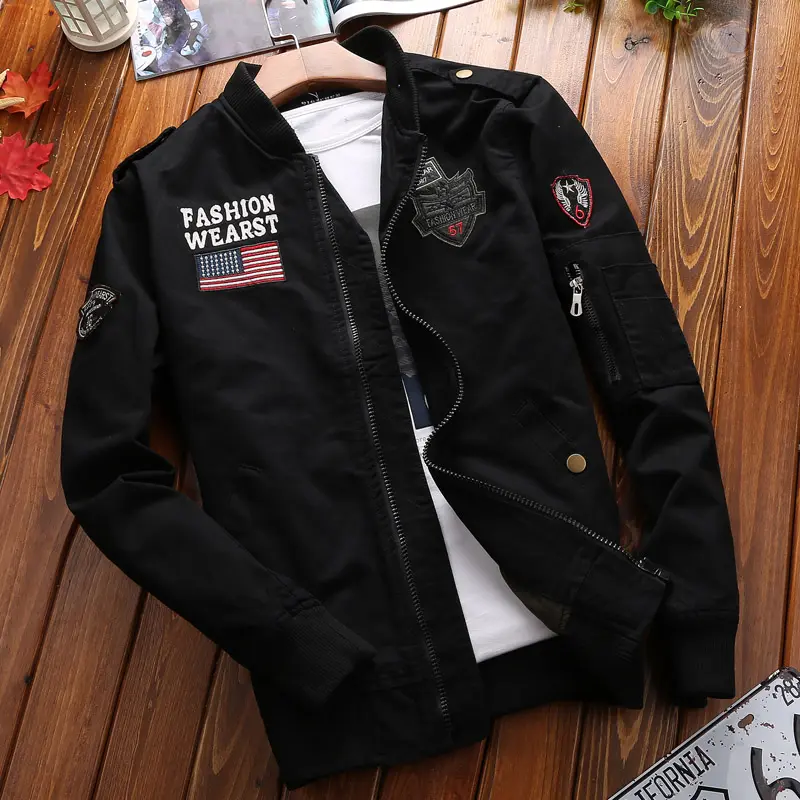 Spring and Autumn Outdoor Stand up Collar Jacket American Retro Loose Wear resistant Cotton Work Clothes MA1 Pilot Jacket