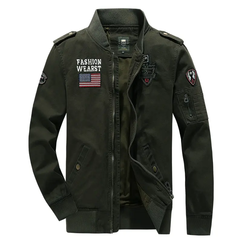 Spring and Autumn Outdoor Stand up Collar Jacket American Retro Loose Wear resistant Cotton Work Clothes MA1 Pilot Jacket