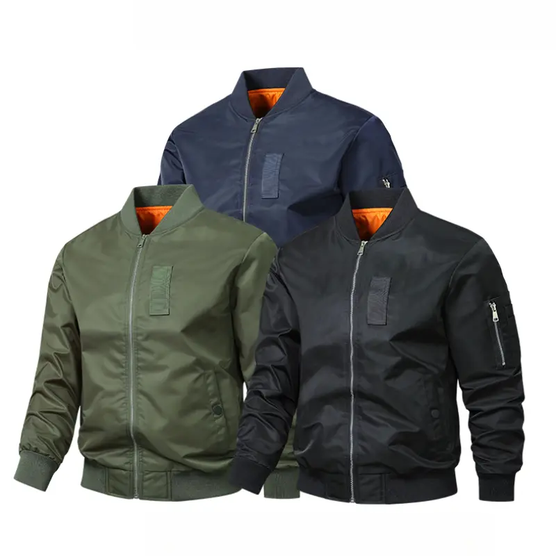 MA1 pilot jacket men's American retro trendy brand stand up collar pilot jacket loose solid color casual baseball uniform
