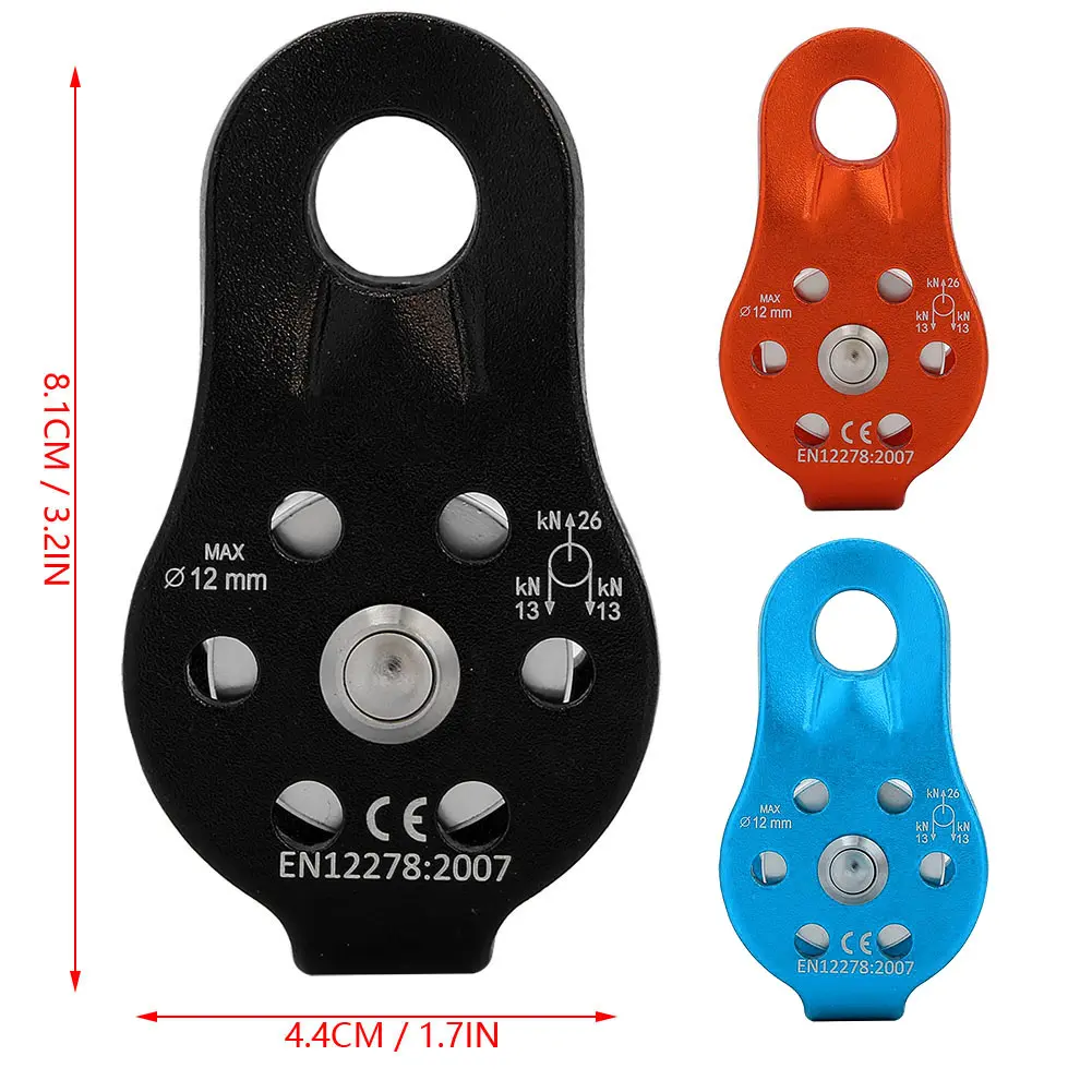 26KN Aluminium Alloy Heavy Duty Single Swivel Rope Pulley Block for 12mm Rope Climbing Pulley Wheel Single Swivel Pulley Pulley