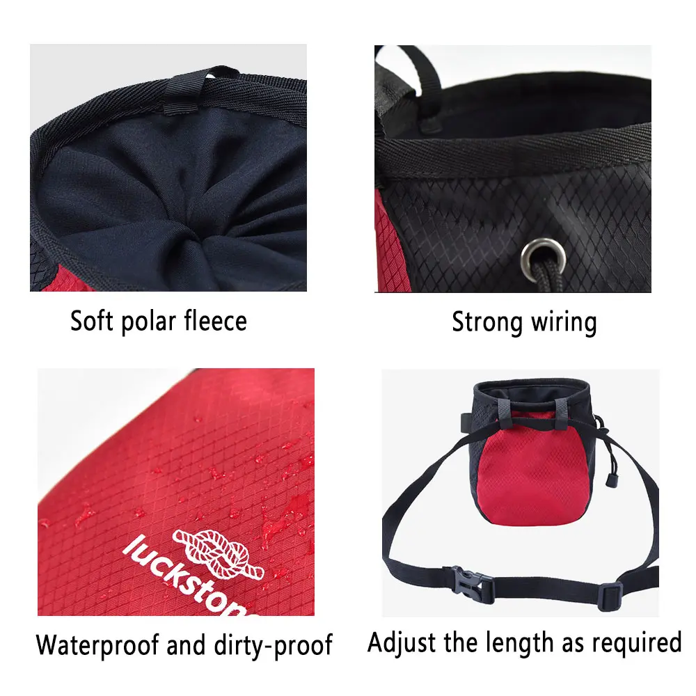 Waterproof Chalk Bag Adjustable Storage Climbing Magnesium Powder Bag for Hiking Climbing Weightlifting Anti-slip Powder Bag