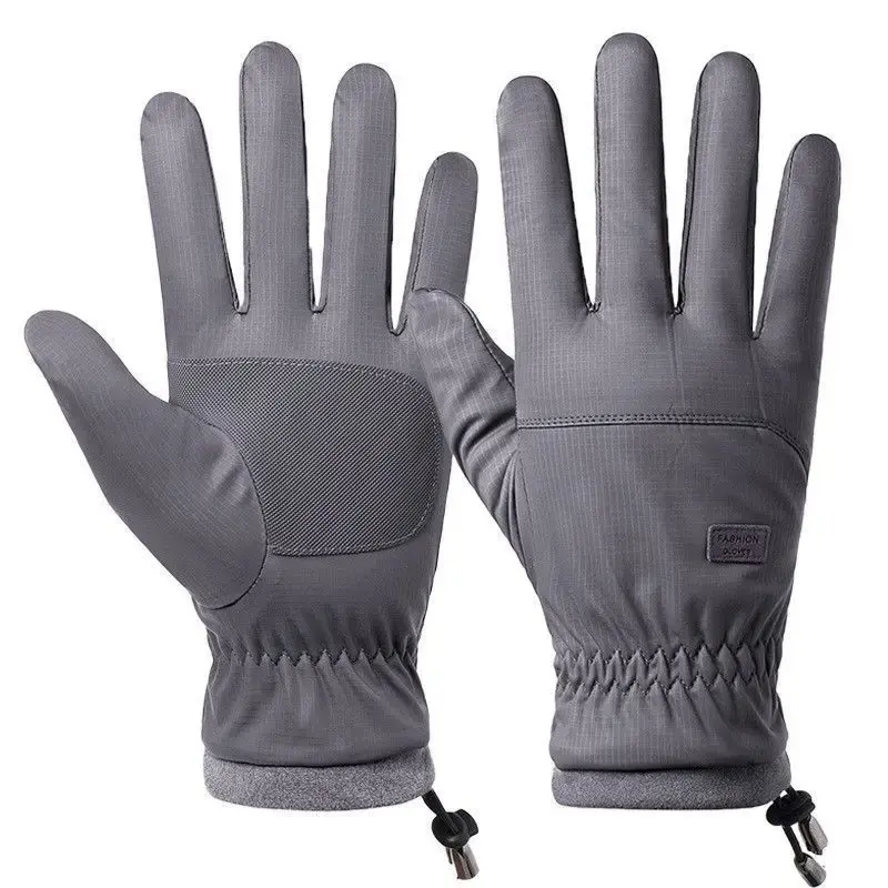 Winter Cycling Gloves Windproof Waterproof Thick Plush Five Finger Touch Screen Outdoor Cycling Skiing Running Riding Gloves