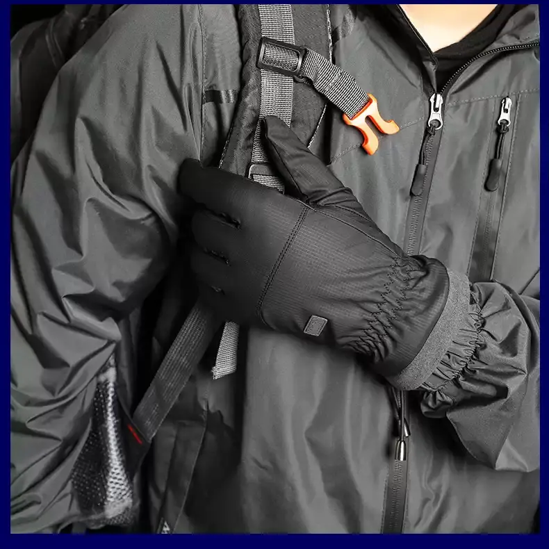 Winter Cycling Gloves Windproof Waterproof Thick Plush Five Finger Touch Screen Outdoor Cycling Skiing Running Riding Gloves