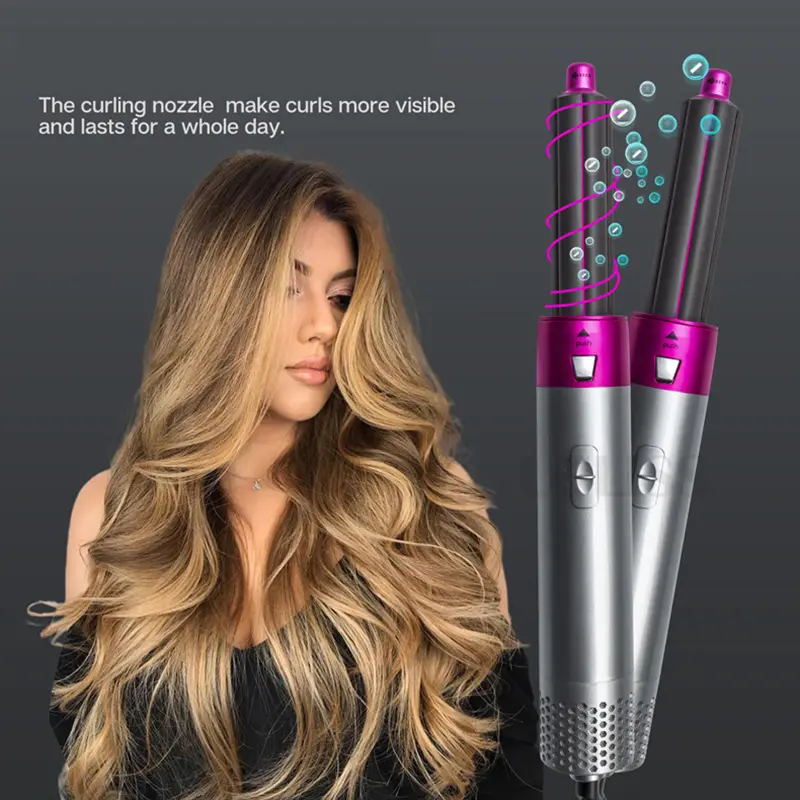 Five In One Hot Air Comb, Automatic Curling Iron, Dual Purpose Hair Styling Comb, European Standard Hair Dryer