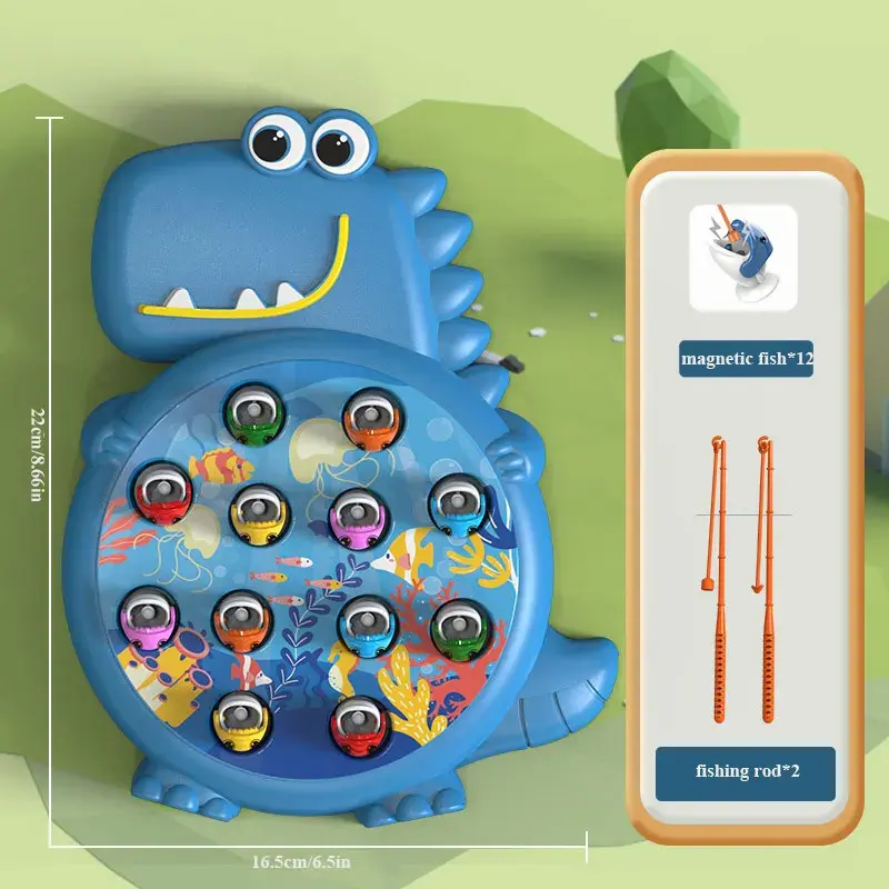 Dinosaur Simple Magnetic Fishing Toys Play Rod Game Toys Child Baby Montessori with Rod Kids Educational Rotating Gift Boy Girls