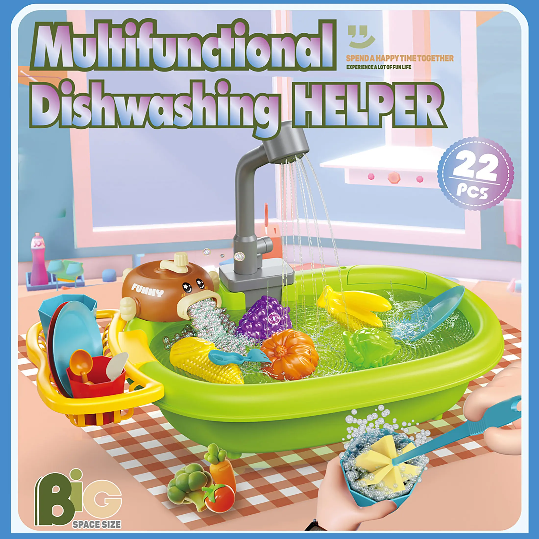 Children's Fishing Toys That Can Spit Bubbles, Kitchen Sink Toy Set, Gift for Kidsren