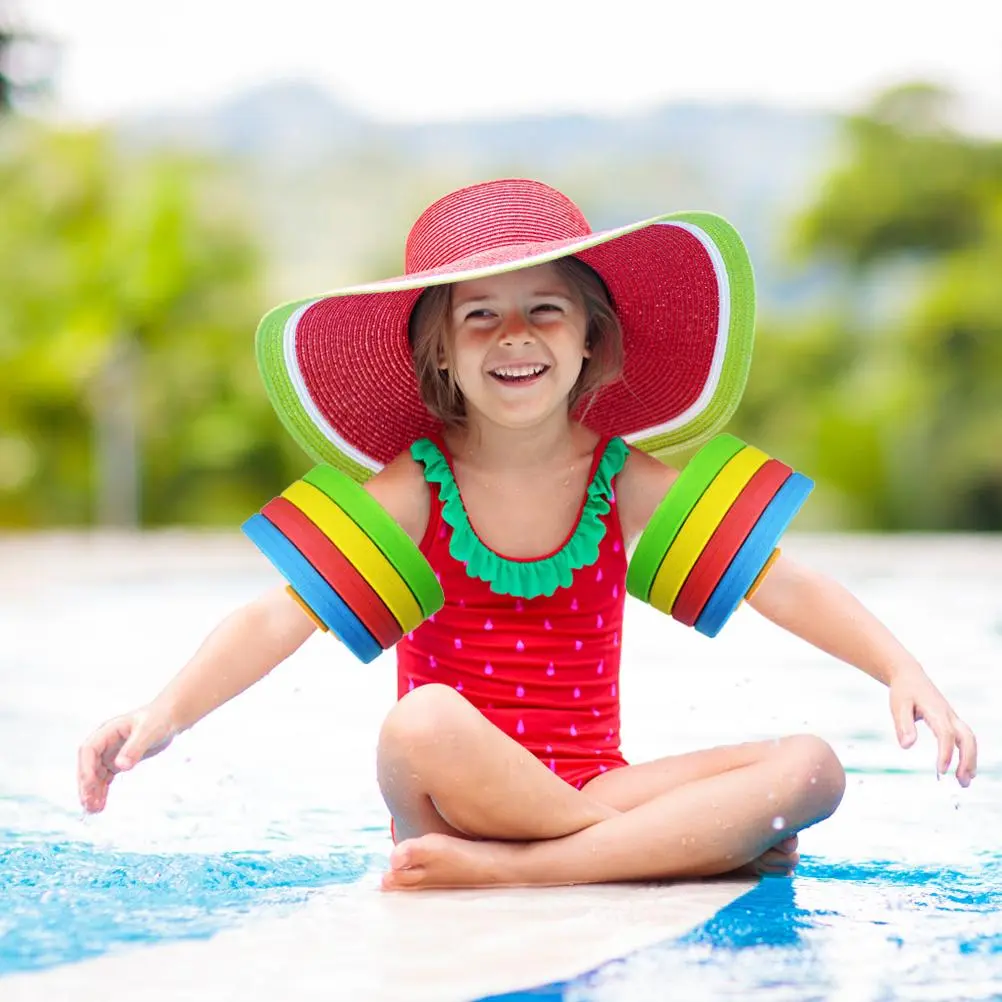 ZK40 4 Pcs Kids Arm Float Discs EVA Swim Float Colorful Discs Armbands Floating Sleeves Buoyancy Circles Rings