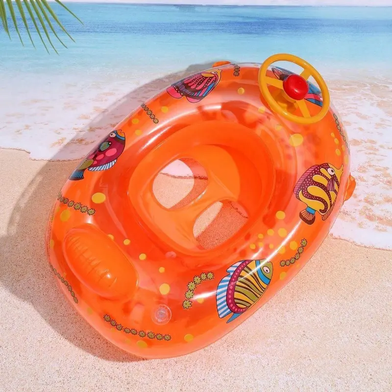 Baby Water Toys Swim Ring with Cartoon Animals Outdoor Pool Inflatable Seat Float Boat Water Play Games Accessories for Kids