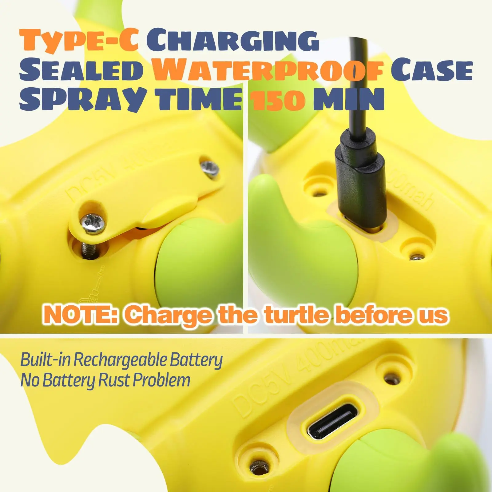 Baby Bath Toys Rechargeable Turtle Bath Toy Sprinkler for Kids Toddler with 5 Rings Bathtub Fountain Spray Toy Mold Gifts