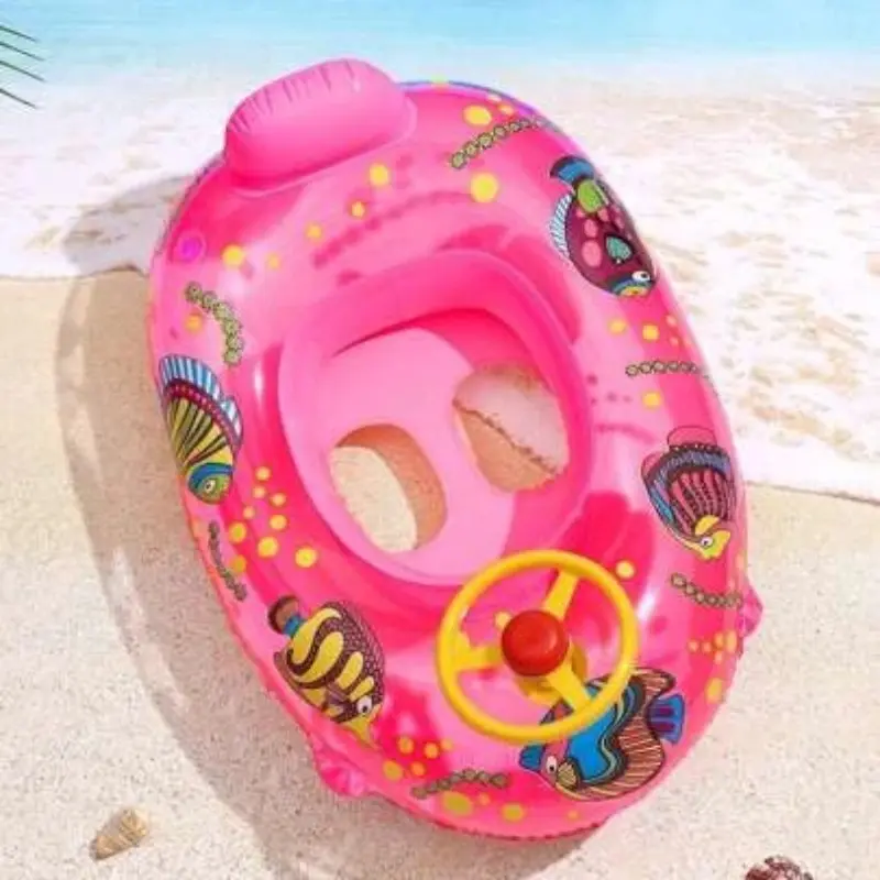 Baby Water Toys Swim Ring with Cartoon Animals Outdoor Pool Inflatable Seat Float Boat Water Play Games Accessories for Kids