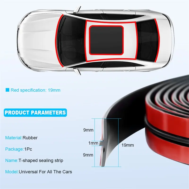 4M Auto Windshield Panel Moulding Seal Strip Sticker Dustproof Rubber Sealing Strip For Car Dashboard Windshield Protector