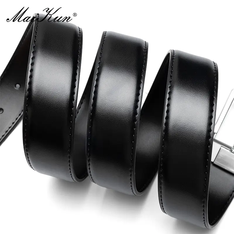 Maikun Men's Silver Pin Buckle Belt Second Layer Of Cowhide Casual Waistband Youth Business Belt