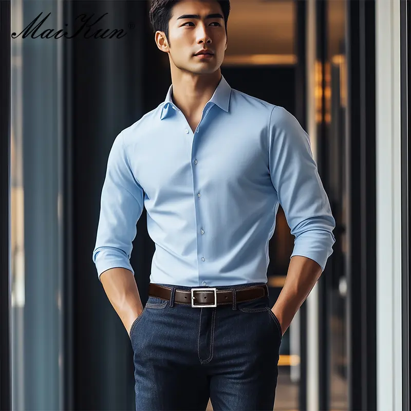 Maikun Men's Silver Pin Buckle Belt Second Layer Of Cowhide Casual Waistband Youth Business Belt