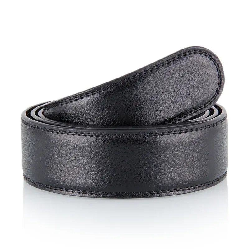 3.5cm Wide No Buckle Real Genuine Leather Belt Without Automatic Buckle Strap Designer Belts Men High Quality Black Coffee