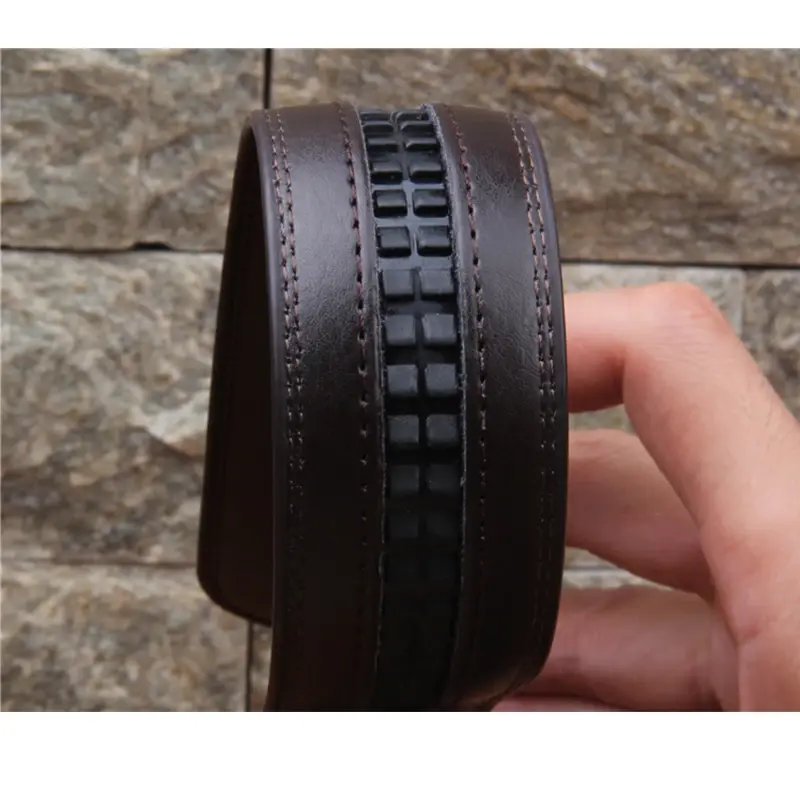 3.5cm Wide No Buckle Real Genuine Leather Belt Without Automatic Buckle Strap Designer Belts Men High Quality Black Coffee