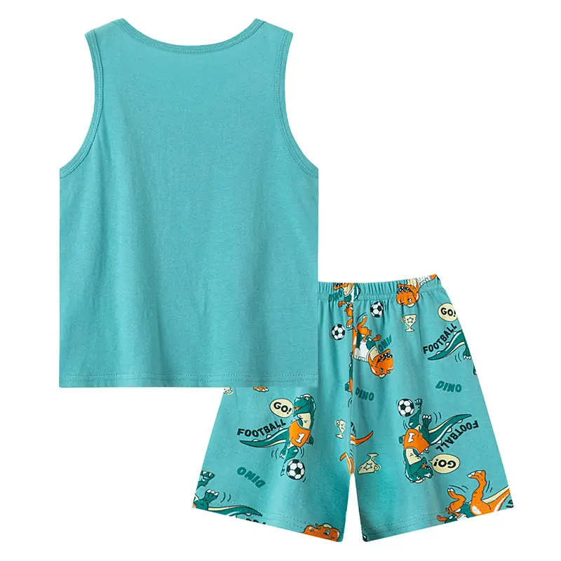 2-piece Children's Summer Cotton Dinosaur Suit Boy Casual Comfortable Round Neck Vest Joker Comfortable Breathable Shorts Girl T