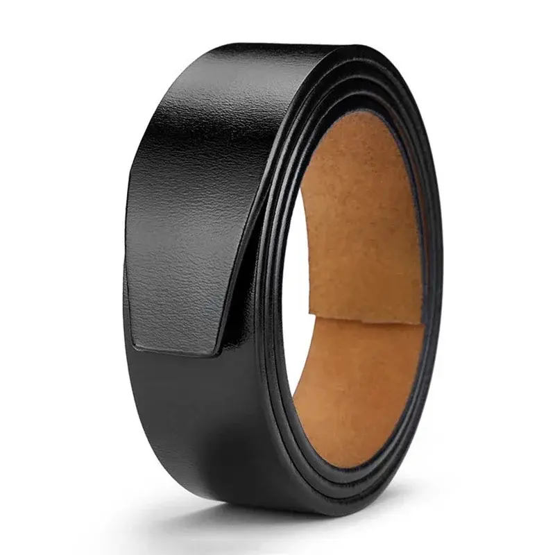 Black Brown Plus Size 130 140 150 Cm No Buckle 3.5 Cm Width Genuine Leather Belt Straps Without Automatic Buckle Waist Belts