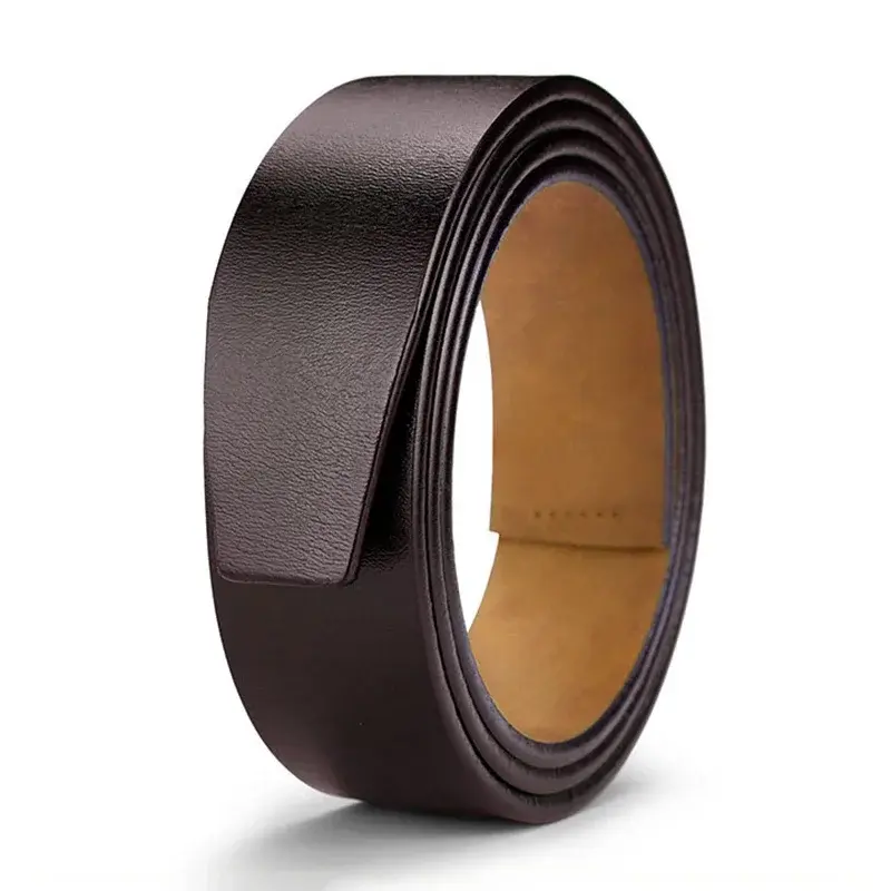 Black Brown Plus Size 130 140 150 Cm No Buckle 3.5 Cm Width Genuine Leather Belt Straps Without Automatic Buckle Waist Belts