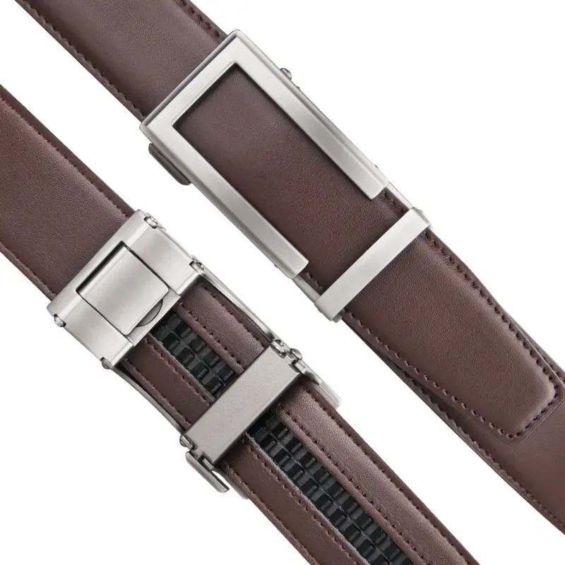Luxury Designer Leather Man Belt Top Quality Ratchet Belt Strap Automatic Brown Mens Belts Cowhide 135cm Big Size