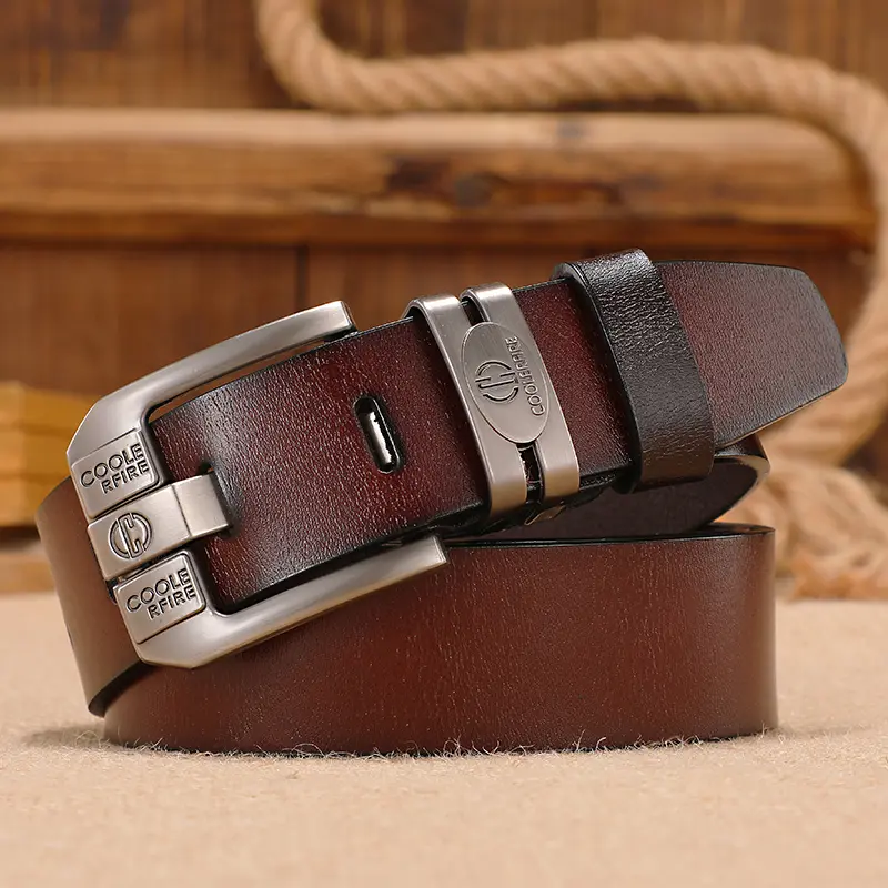 Men Genuine Leather Belts Cowboy Wide High Quality Buckle Belts for Men Brand Luxury Leisure Vintage Jeans Strap HQ225