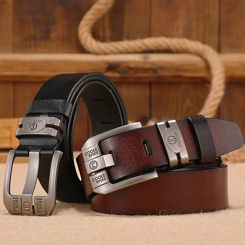 Men Genuine Leather Belts Cowboy Wide High Quality Buckle Belts for Men Brand Luxury Leisure Vintage Jeans Strap HQ225