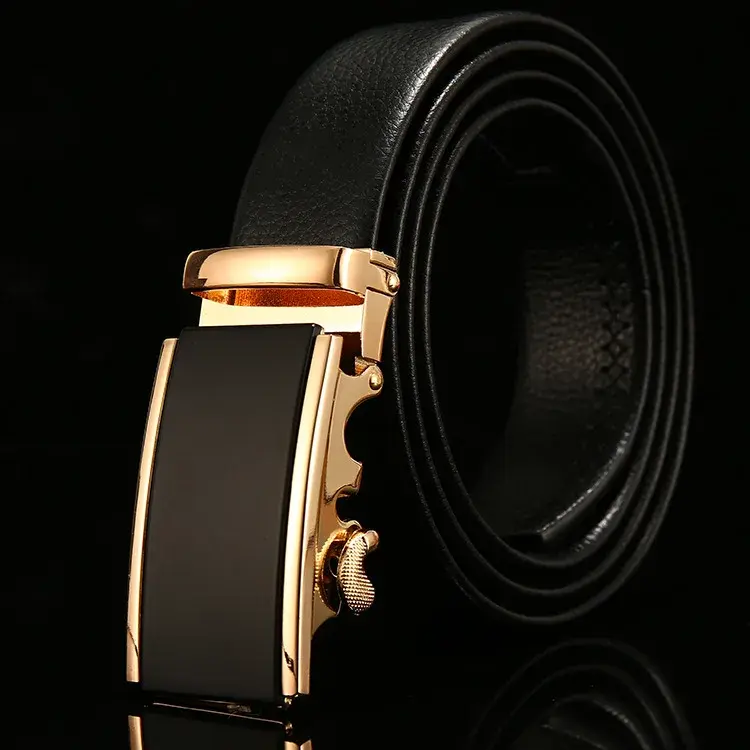 Fashion Automatic Buckle Belt for Business High Quality Male 130 140 150 160 170 cm Plus LONG Large Size Men's PU Leather Belt
