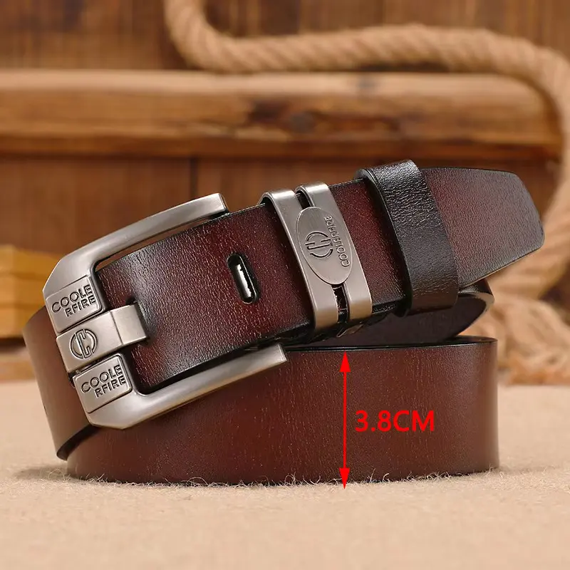Men Genuine Leather Belts Cowboy Wide High Quality Buckle Belts for Men Brand Luxury Leisure Vintage Jeans Strap HQ225