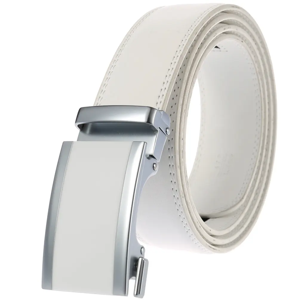 CETIRI 110cm - 160cm Plus Size White Belt Men Luxury Brand Designer High Quality Genuine Leather Strap Automatic Buckle Belt
